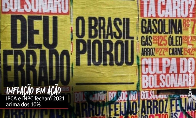 Inflação em alta: IPCA e INPC fecham 2021 acima dos 10%